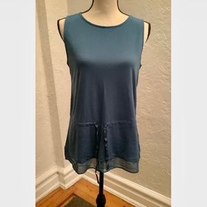 NWT! Sz S Banana Republic Gorgeous Teal Blue Blouse Top Tie Waist
